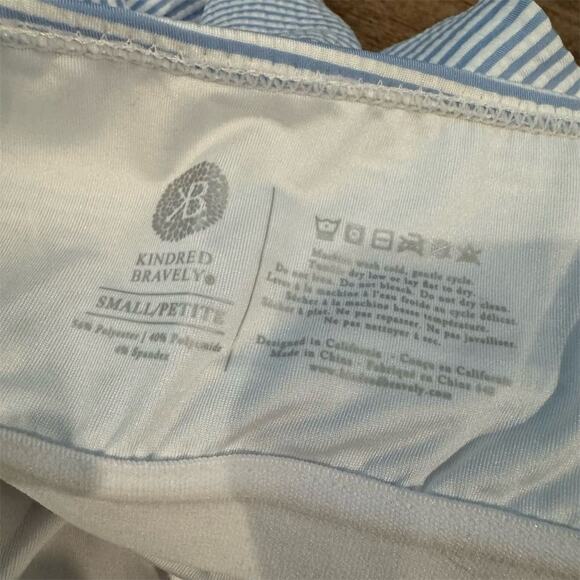 Kindred Bravely Seersucker One Piece Swimsuit Maternity Nursing Wrap Ruffle Tie - Picture 6 of 7